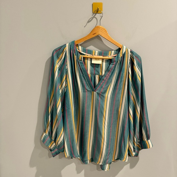 NEW Maeve by Anthropologie Brenda Striped Peasant Blouse, Size S - Picture 5 of 12